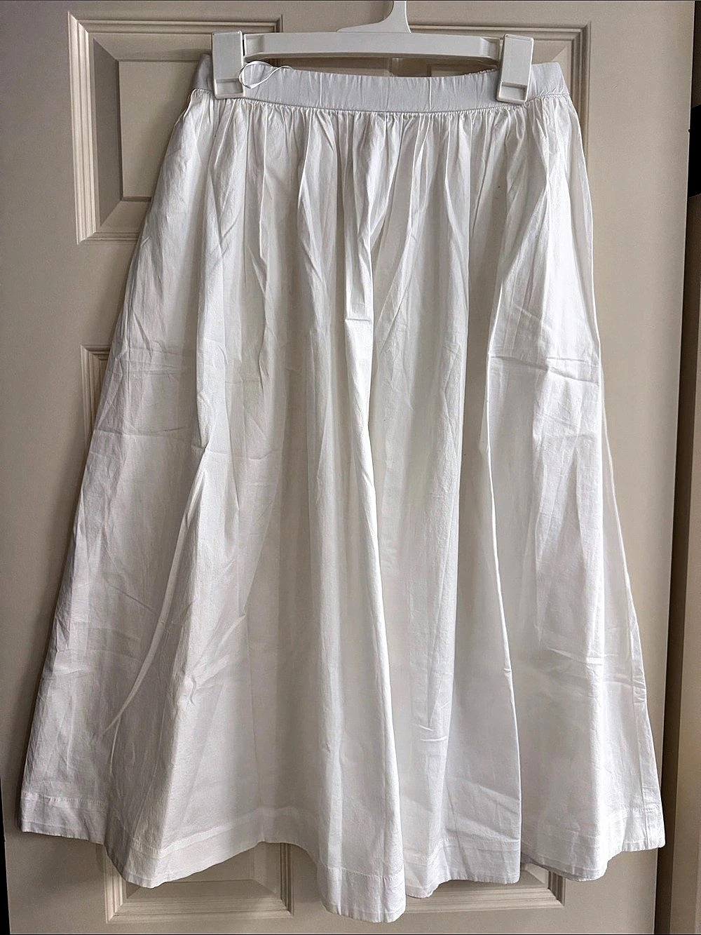 J.Crew Poplin pull-on midi skirt White s